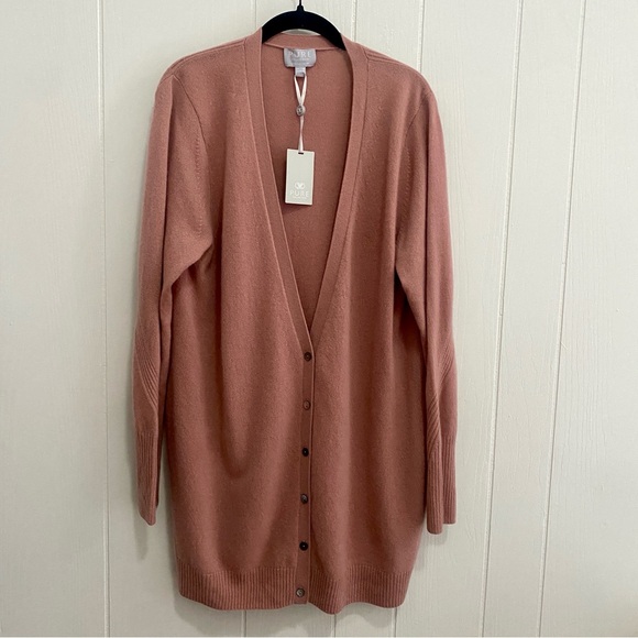 Pure Collection Sweaters - NWT Pure Collection 100% Cashmere Dusty Rose Cardigan Sweater Size 14-16